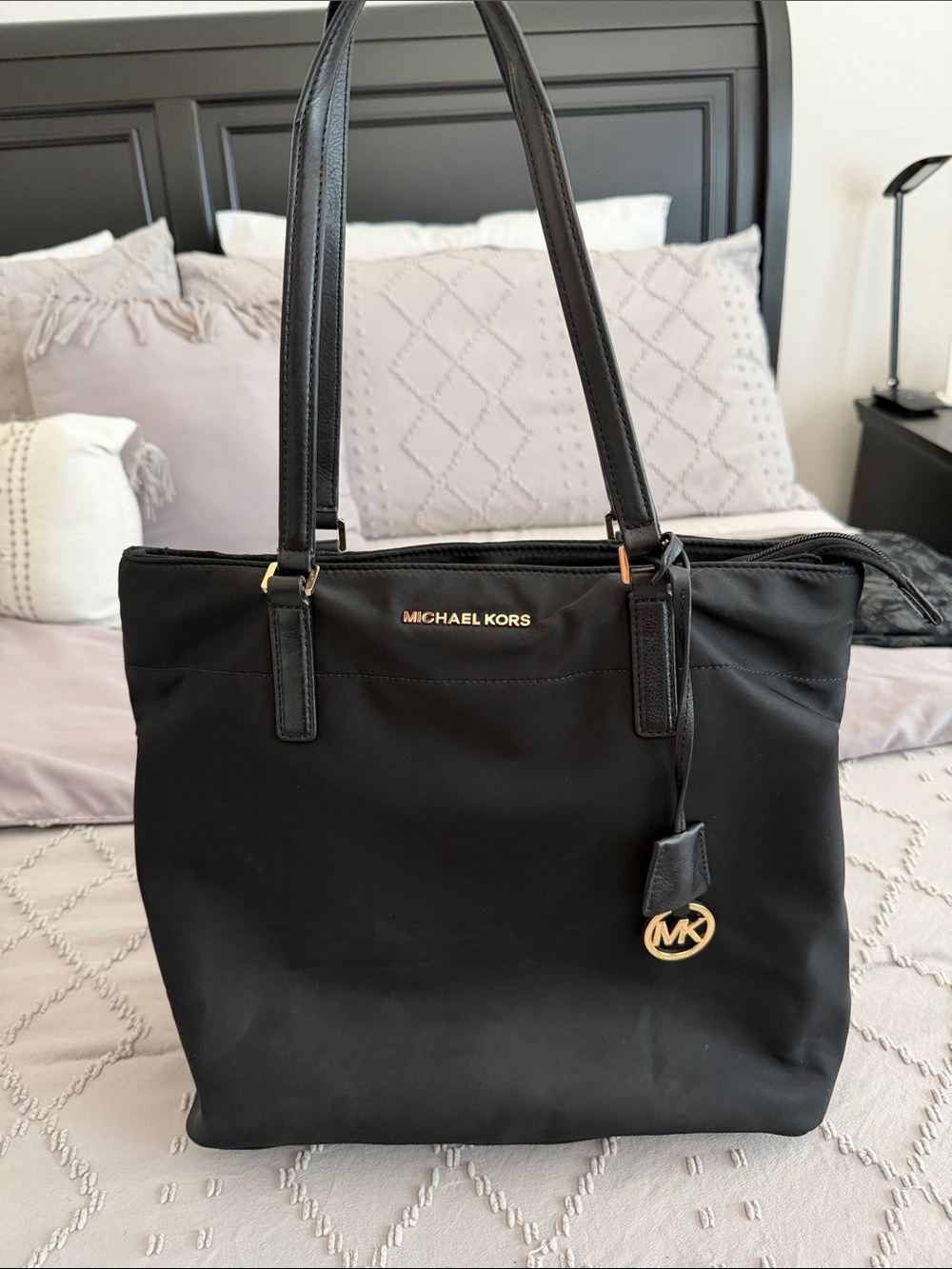 Michael Kors Black Tote Bag with Gold Hardware